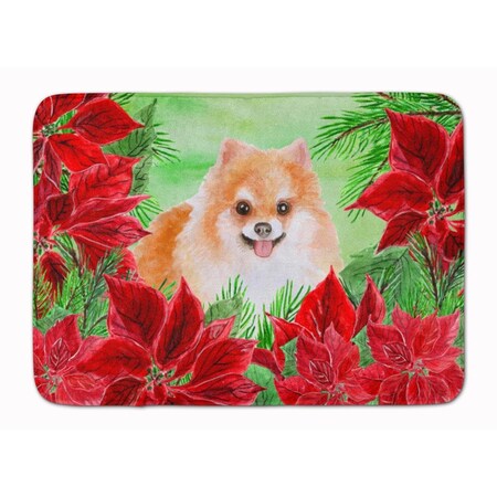Carolines Treasures Pomeranian No.2 Poinsettas Machine Washable Memory Foam Mat CK1363RUG